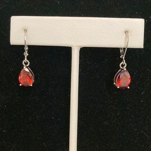 5.4 Cts. CZ - French wire dangling earrings with Silvertone setting